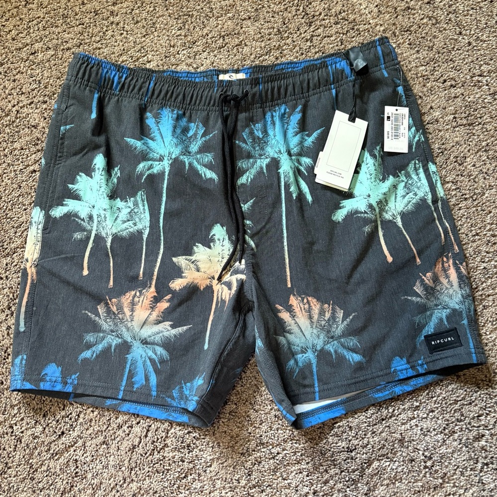 Rip Curl Men's Tropical Palm Board Shorts - Black and Teal